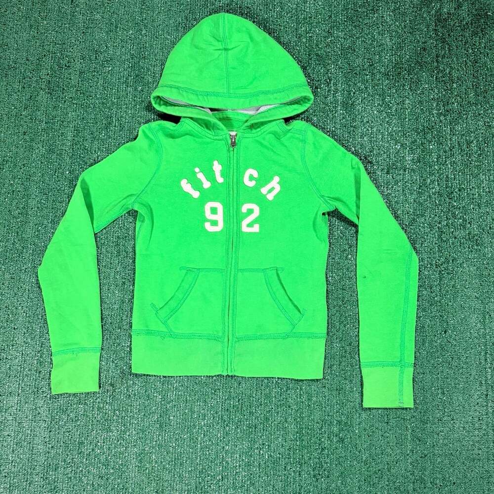 Women’s Y2K Abercrombie & Fitch Zip-Up Hoodie Green XXS